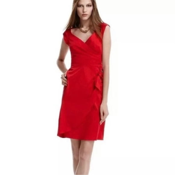 Nanette Lepore Red Glass Wrap Faux Wrap Dress Size 4 - Picture 1 of 7